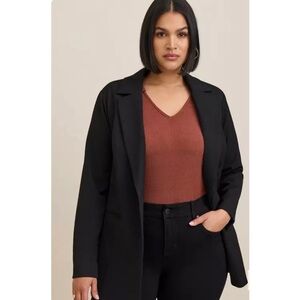 TORRID‎ | Black Studio Long Line Collared Blazer Sz. 2 or 2x Office Business